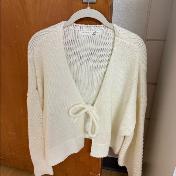 Altar'd State Sweaters - Altar'd State Cream Knit Cardigan with Bow Detail